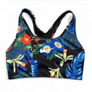 Nike Sports Bra Small Black Tropical Floral Print